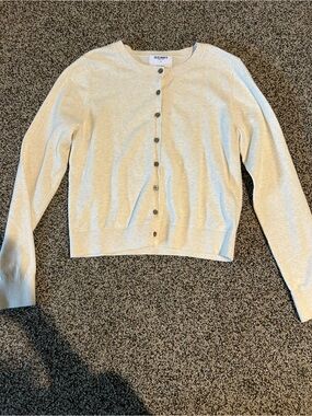 Old Navy Light Cream Button-Up Crewneck Cardigan